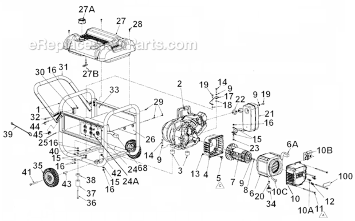 Page A Diagram and Parts List for PM054500701  Powermate Generator