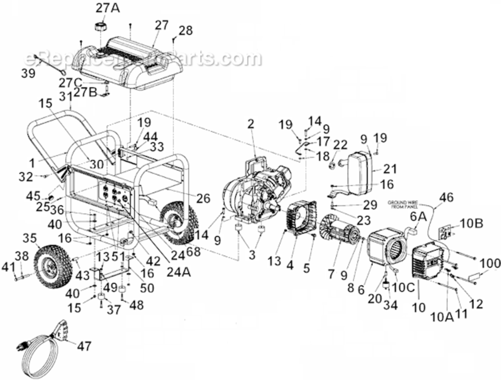 Page A Diagram and Parts List for PM0545008  Powermate Generator