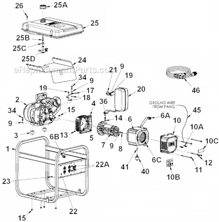 Page A Diagram and Parts List for PM0545010  Powermate Generator