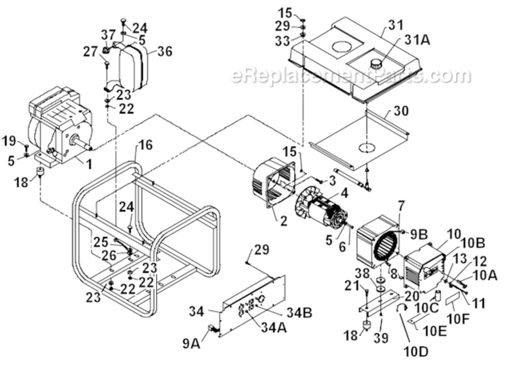 Page A Diagram and Parts List for PM0545402  Powermate Generator