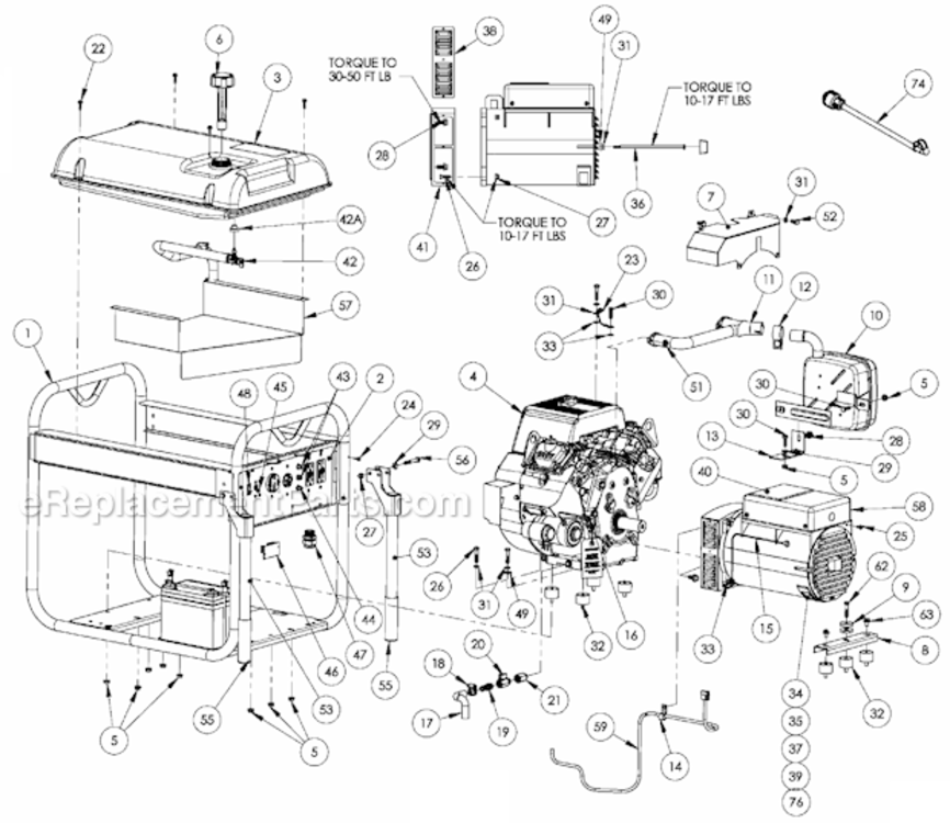 Page A Diagram and Parts List for PM0601250  Powermate Generator
