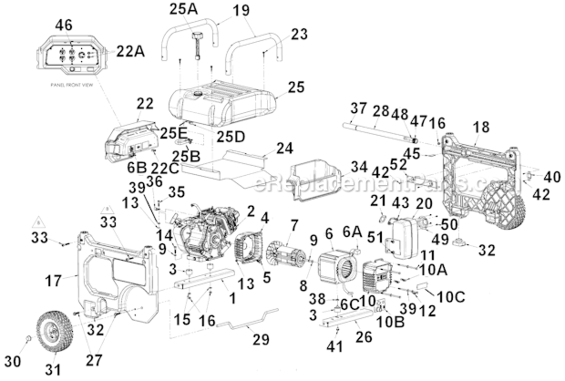Page A Diagram and Parts List for PM0645250  Powermate Generator