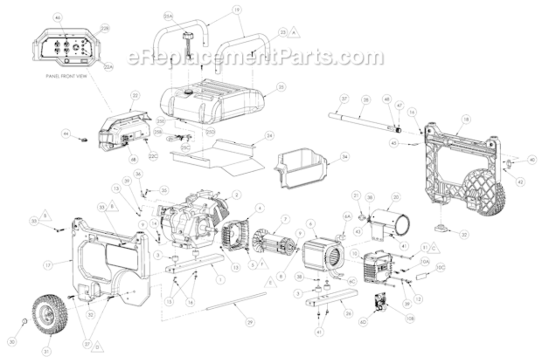 Page A Diagram and Parts List for PM0647000  Powermate Generator