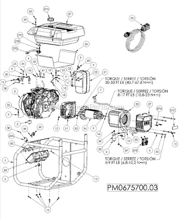 Page A Diagram and Parts List for PM067570003  Powermate Generator