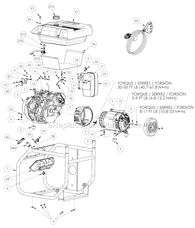 Page A Diagram and Parts List for PM067570004  Powermate Generator