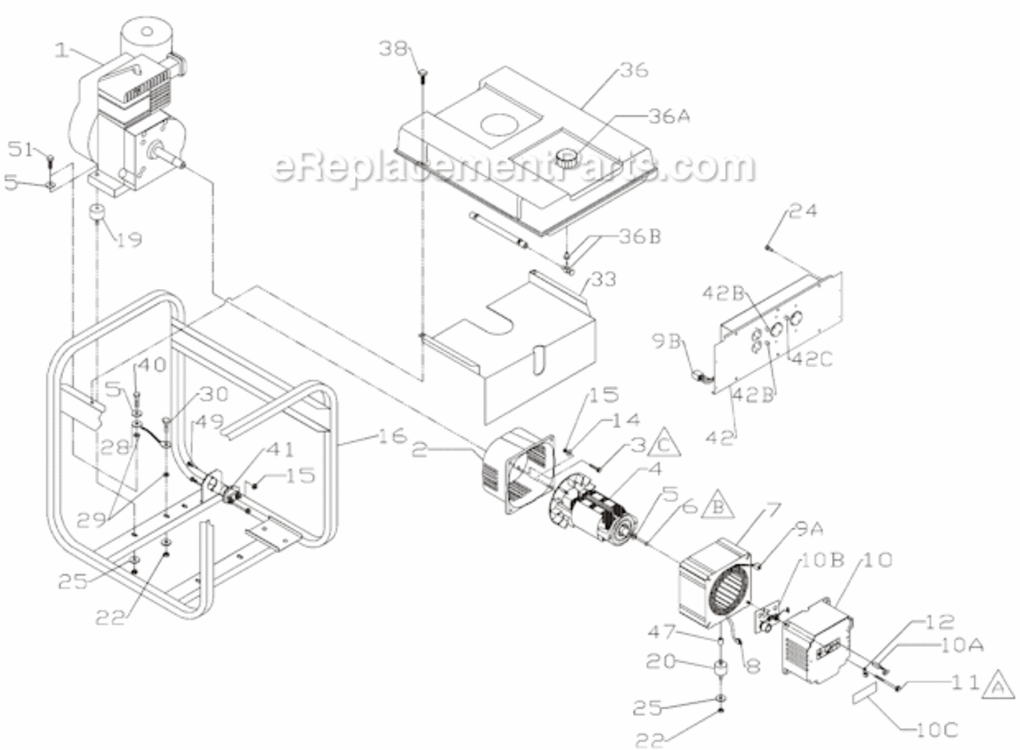 Page A Diagram and Parts List for PMA505622  Powermate Generator