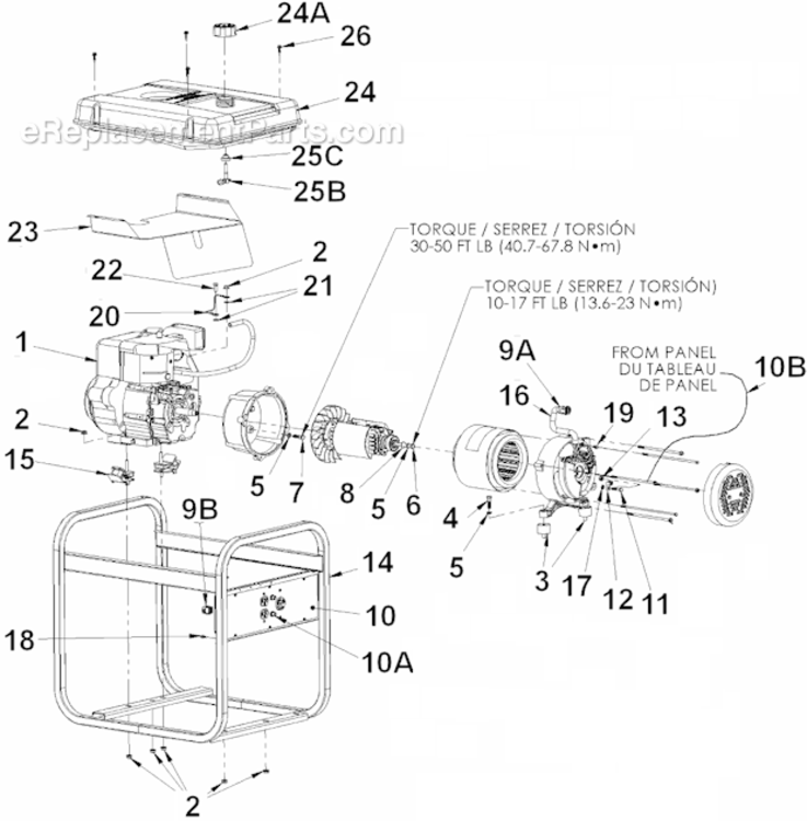 Page A Diagram and Parts List for PMA52530202  Powermate Generator