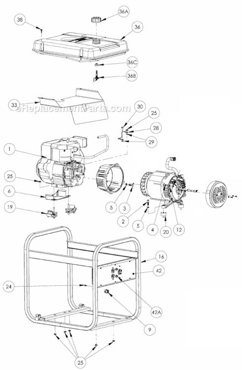 Page A Diagram and Parts List for PMA52530203  Powermate Generator