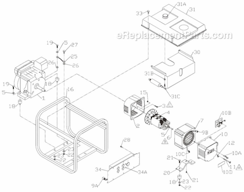 Page A Diagram and Parts List for PMA535202  Powermate Generator