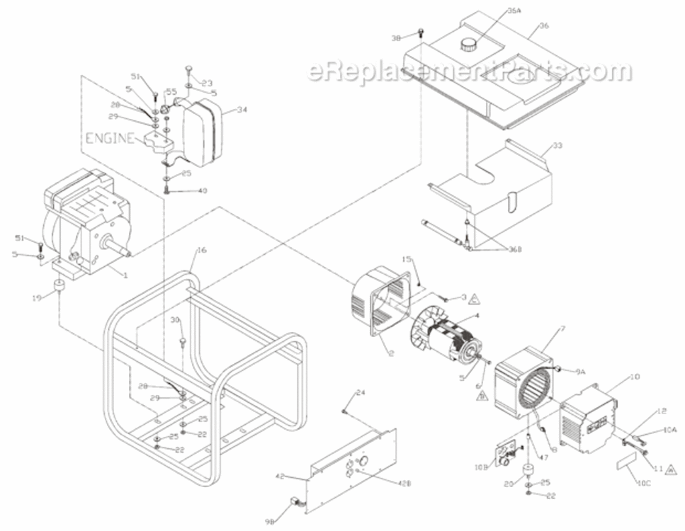 Page A Diagram and Parts List for PMA545004  Powermate Generator