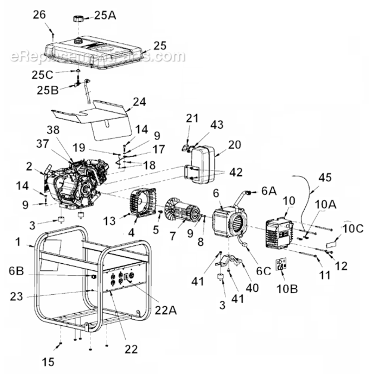 Page A Diagram and Parts List for PMC435000  Powermate Generator