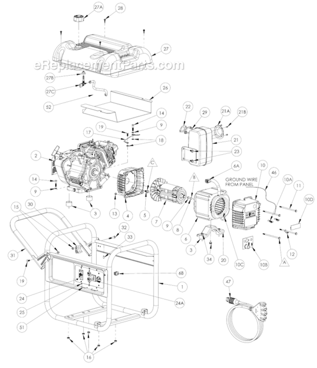 Page A Diagram and Parts List for PMC435001  Powermate Generator