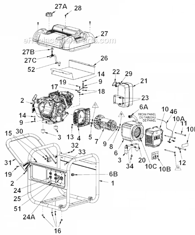 Page A Diagram and Parts List for PMC435003  Powermate Generator