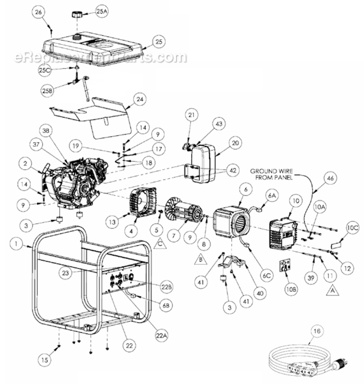 Page A Diagram and Parts List for PMC435252  Powermate Generator