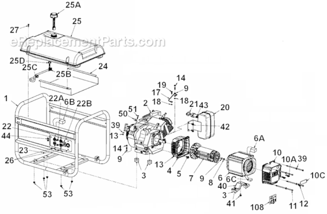 Page A Diagram and Parts List for PMC496500  Powermate Generator