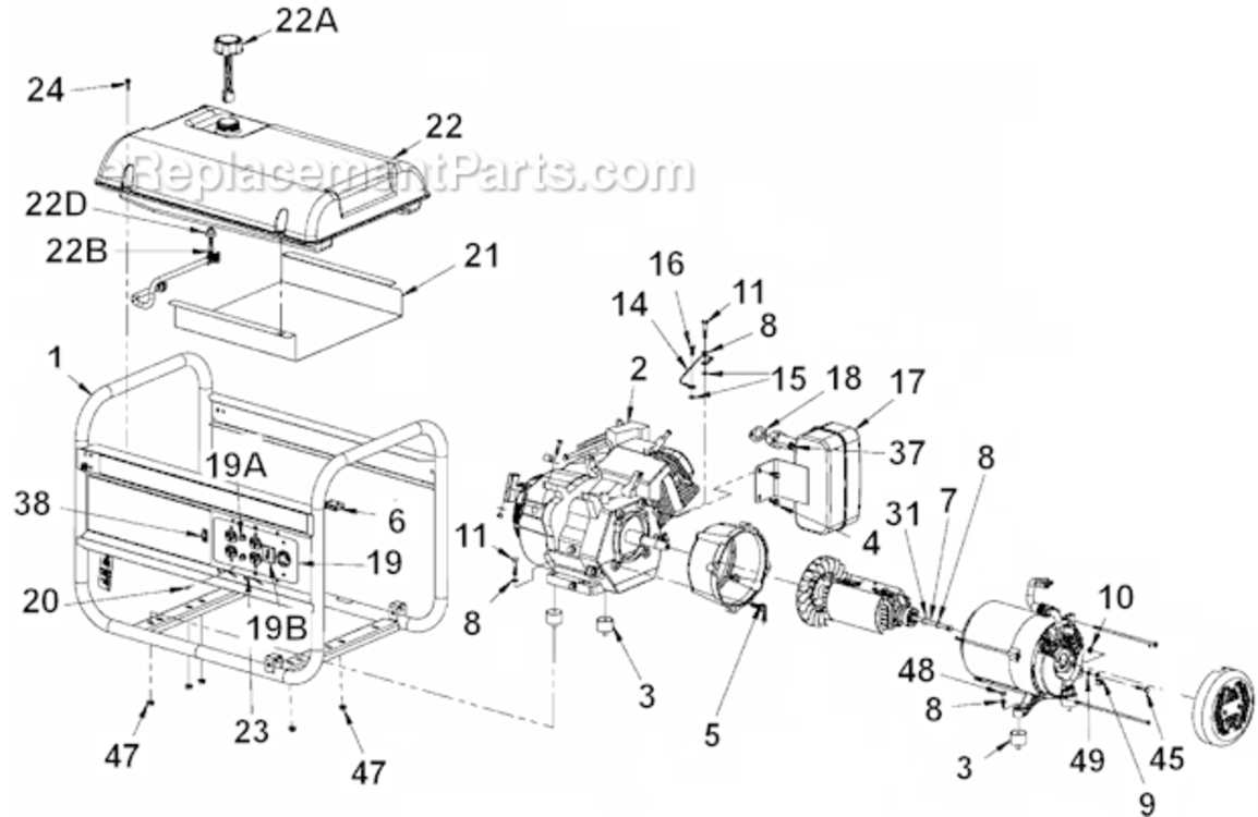 Page A Diagram and Parts List for PMC496750  Powermate Generator
