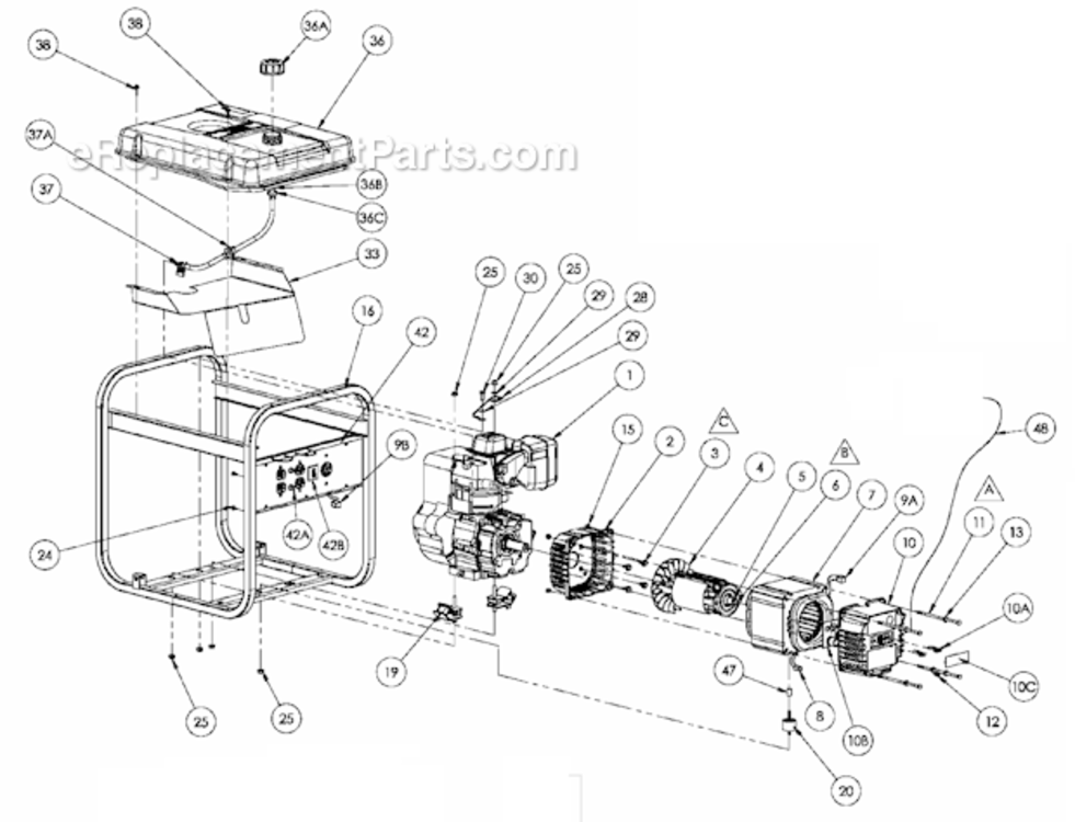 Page A Diagram and Parts List for PMC525300  Powermate Generator