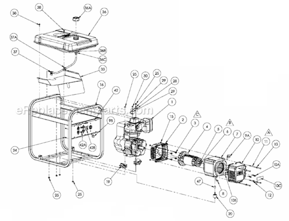 Page A Diagram and Parts List for PMC525500  Powermate Generator