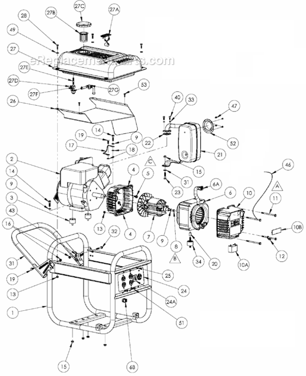 Page A Diagram and Parts List for PMC543250  Powermate Generator