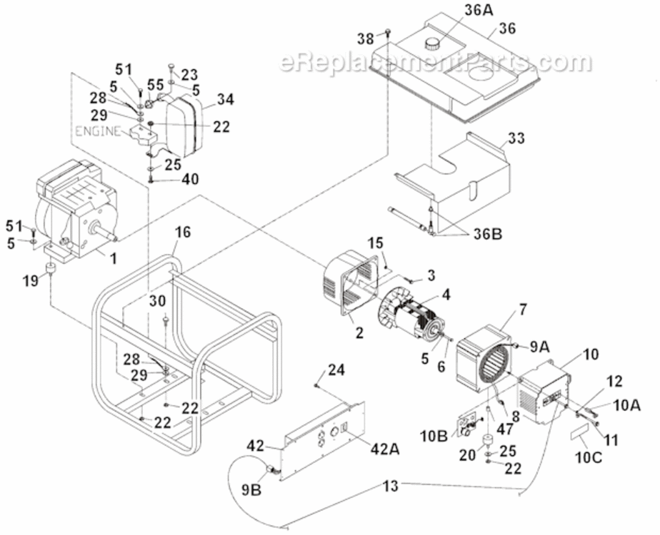 Page A Diagram and Parts List for PMC545004  Powermate Generator
