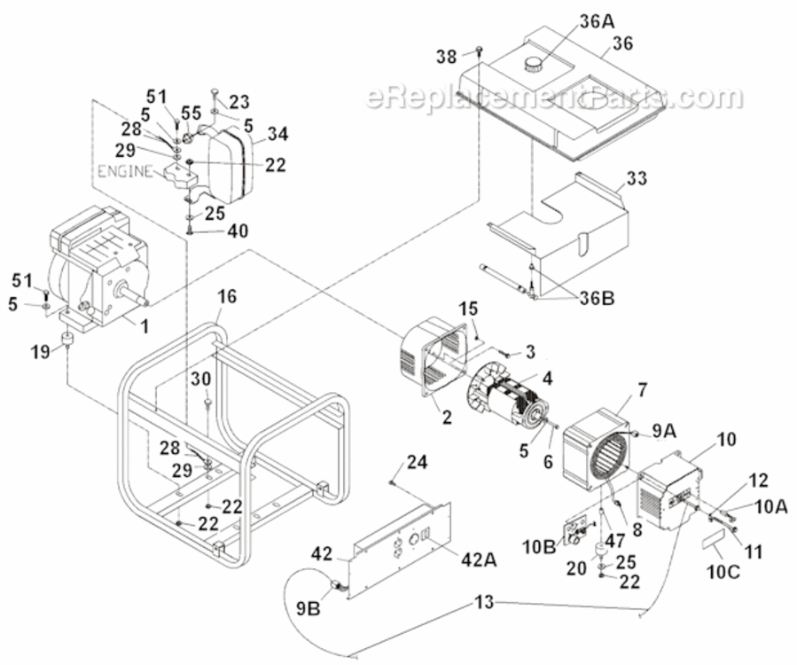 Page A Diagram and Parts List for PMC545006  Powermate Generator