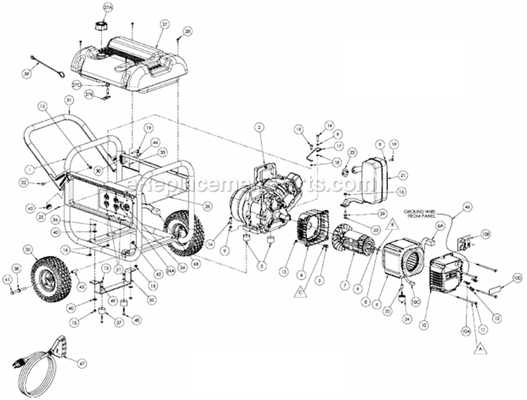 Page A Diagram and Parts List for PMC545008  Powermate Generator