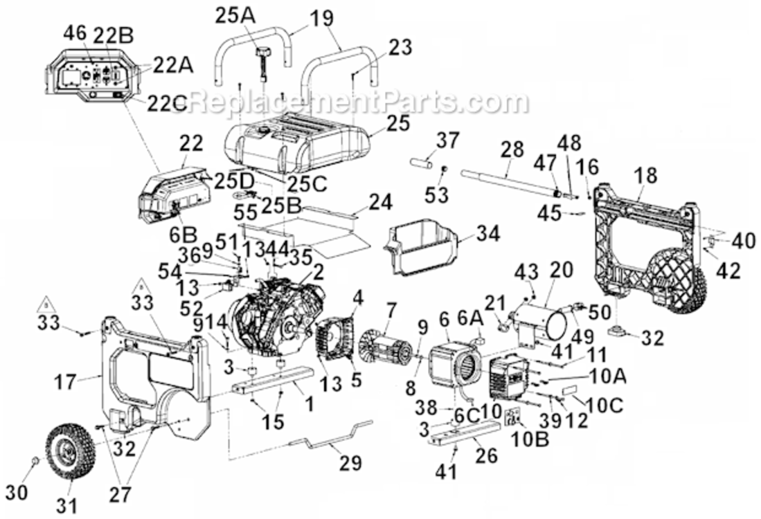 Page A Diagram and Parts List for PMC645500  Powermate Generator