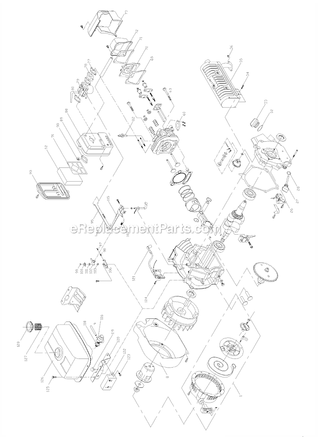 Engine  Moteur  Motor Diagram and Parts List for PW0872402  Powermate Compressor