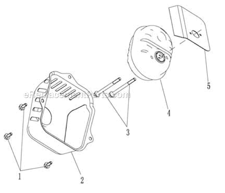 Muffler Assembly Diagram and Parts List for PWFT16022E  Powermate Trimmer