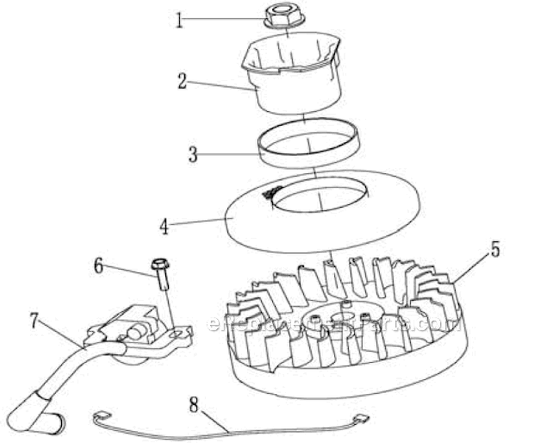 Ignition System Assembly Diagram and Parts List for PWFT16022E  Powermate Trimmer