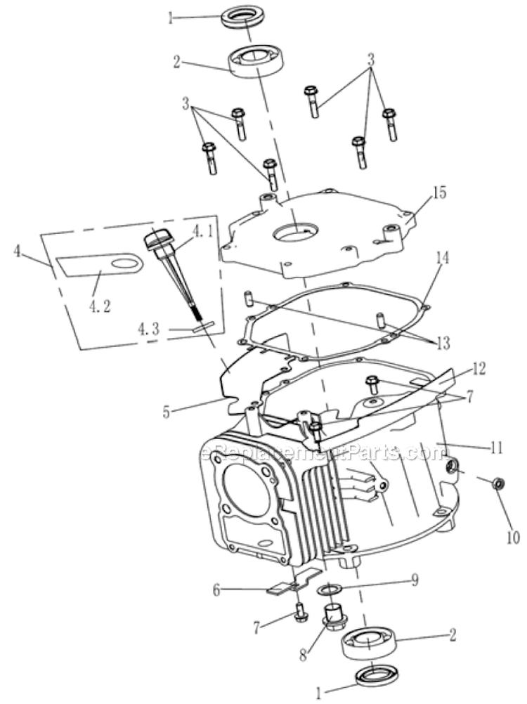 Crankcase Assembly Diagram and Parts List for PWFT16022E  Powermate Trimmer