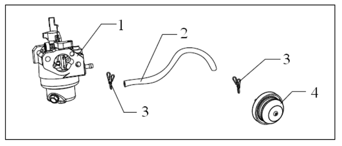 Carburetor Assembly Diagram and Parts List for P-WB-163150  Powermate Leaf Blower / Vacuum