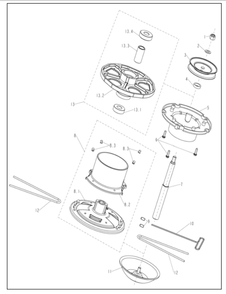 Cutting Head Assembly Diagram and Parts List for P-WFT-16022  Powermate Hedge Trimmer