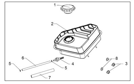 Fuel Tank Assembly Diagram and Parts List for P-WLE-1639  Powermate Edger