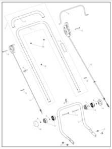Handle Assembly Diagram and Parts List for P-WFT-16022  Powermate Hedge Trimmer