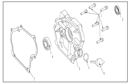 Crankcase Cover Assembly Diagram and Parts List for P-WB-163150  Powermate Leaf Blower / Vacuum