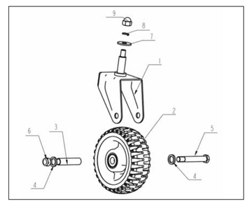 Part Location Diagram of A200163 Southland Front Wheel W/ Bearings