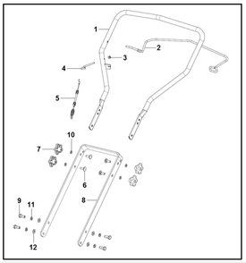 Handle Assembly Diagram and Parts List for PFTT142  Powermate Tiller