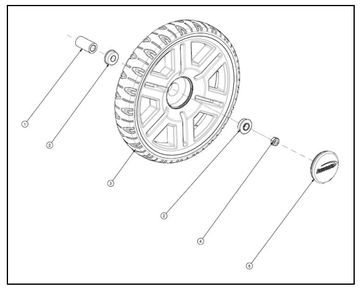 Wheel Assembly Diagram and Parts List for PWFT15022  Powermate Hedge Trimmer