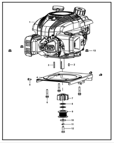Engine  Top Level Assembly Diagram and Parts List for PFTT142  Powermate Tiller