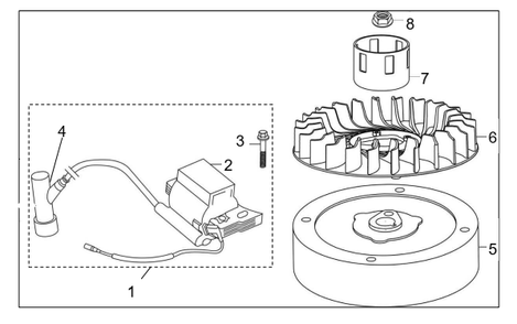 Flywheel / Ignition Diagram and Parts List for P-FTT-160MD-E  Powermate Tiller
