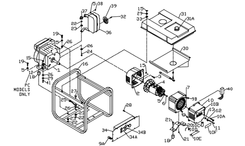 Part Location Diagram of 0056379 Powermate Panel, Wired Complete 53-5La