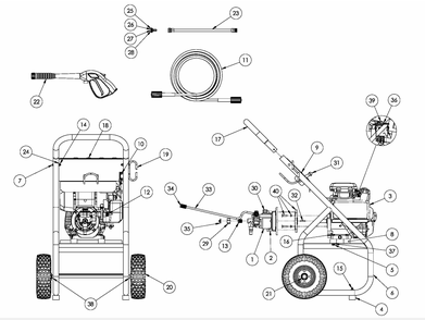 Section_1 Diagram and Parts List for PW091240002  Powermate Pressure Washer