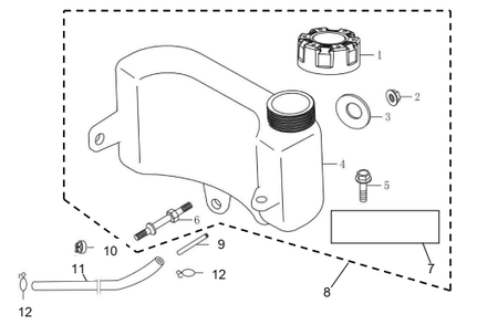 Fuel Tank Diagram and Parts List for P-FTT-160MD-E  Powermate Tiller