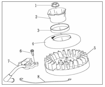 Ignition System Assembly Diagram and Parts List for P-WFT-16022  Powermate Hedge Trimmer