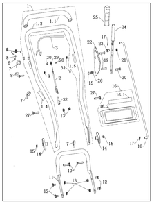 Handle Assembly Diagram and Parts List for P-WLE-1639  Powermate Edger