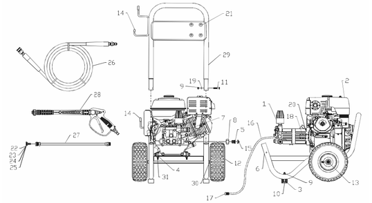 Section_1 Diagram and Parts List for PW0923200  Powermate Pressure Washer