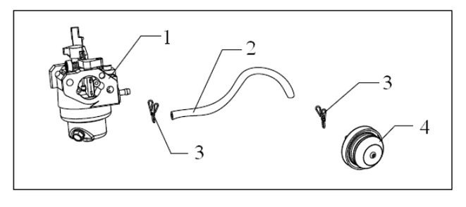 Carburetor Assembly Diagram and Parts List for P-WLE-1639  Powermate Edger