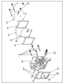Cylinder Head Assembly Diagram and Parts List for P-WFT-16022  Powermate Hedge Trimmer