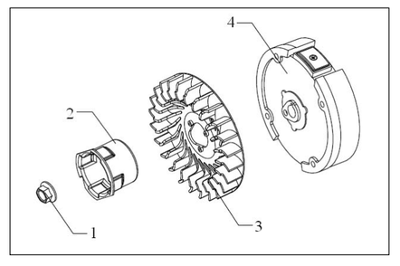 Fly Wheel Assembly Diagram and Parts List for P-WLE-1639  Powermate Edger